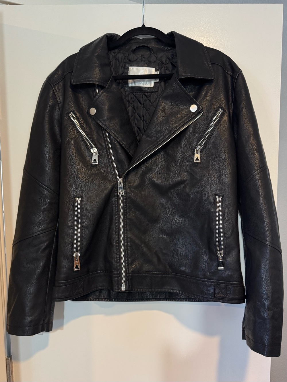 ✨ elevenparis. Black Asymmetric Faux Leather Moto Biker Jacket - Size Large ✨